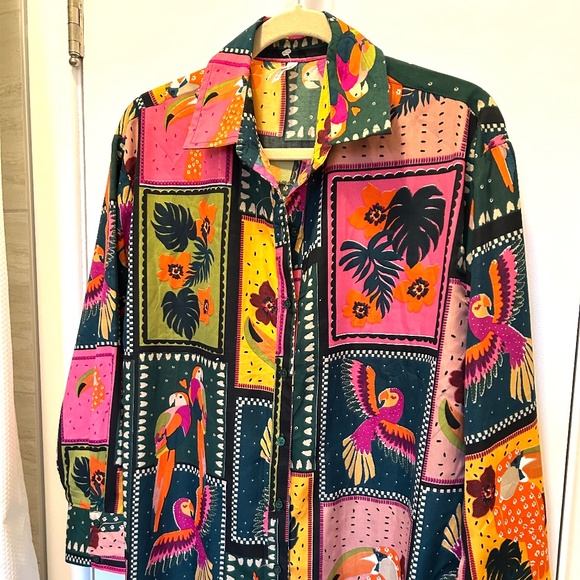 Tropical Print Button-front Duster/Lounger - Picture 2 of 10